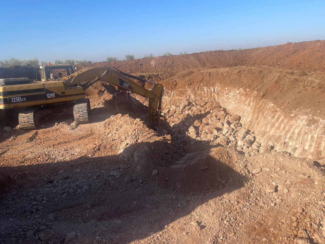 Large excavation work with CAT excavator