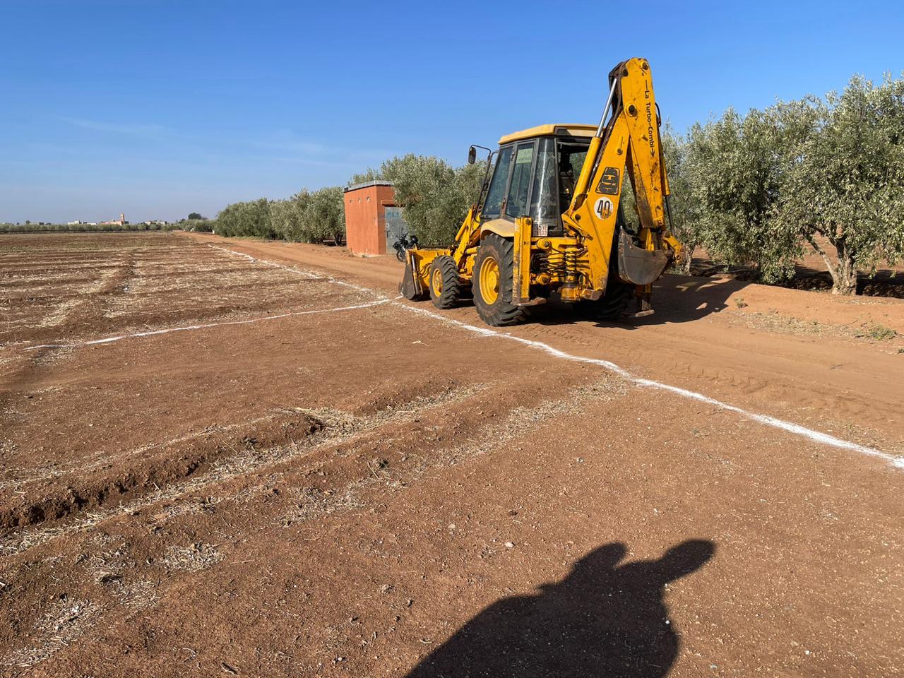 Construction equipment on prepared site
